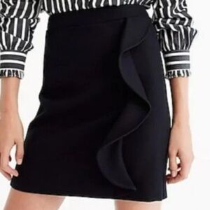 J. Crew Factory Skirt Black Wool-Blend Ruffle